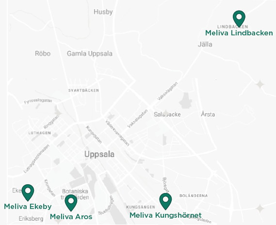 Uppsalas Meliva-vårdcentraler, karta